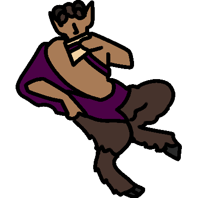 a lounging faun playing the panpipes.